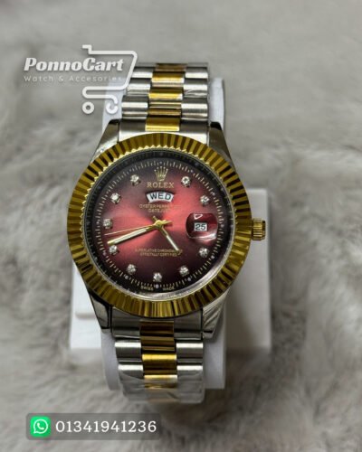 Premium Rolex Watch (Red & Gold)