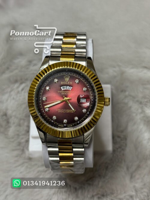 Premium Rolex Watch (Red & Gold)